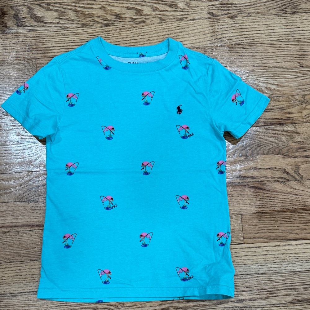 Polo by Ralph Lauren Kids Turquoise Tee with Pink and Blue Graphics